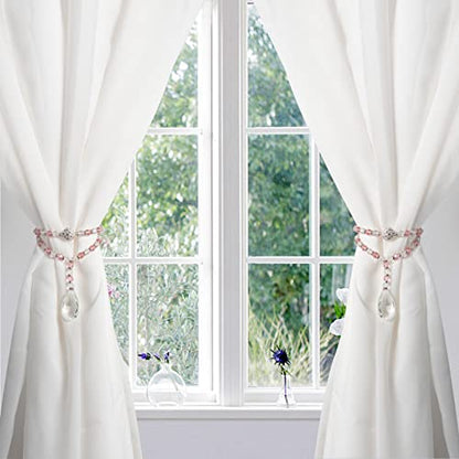 SUQ I OME Luxury Crystal Beaded Magnetic Curtain Tieback, Pink - color: Pink