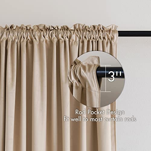 MIULEE Camel Beige Blackout Velvet Curtains Drapes 63 Inch Long 52"x63" - color: Camel Beige, size: 52"W x 63"L (Pack of 2)