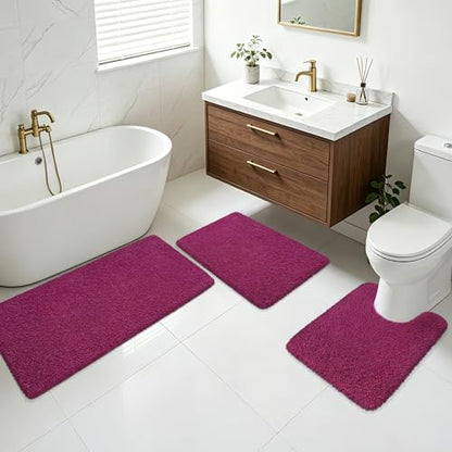 Bathroom Rugs Non Slip 30"x20" Soft Absorbent Bath Mat, Burgundy - color: Burgundy, size: 30" x 20" (Rectangular)