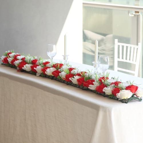 6 Red Ivory Silk Rose Flower 20" Panels Artificial Floral Table Centerpiece Wedding Party Events Reception Decorations Supplies Supplies