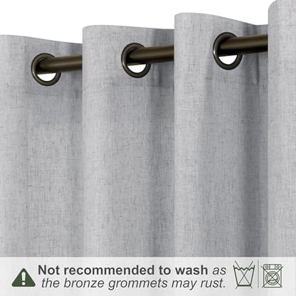 KOUFALL Grey Bronze Grommet Linen Blend Sheer Curtains 52x45 Inches Long - color: Grey, size: 52"W x 45"L (Pack of 2)