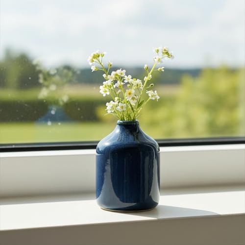 Sunddo Blue Ceramic Vase, 4 Inch - color: Dark Blue, size: 4 inch
