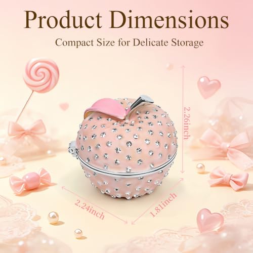 Cute Apple Metal Jewelry Box Daisy Trinket Organizer Storage Gift For Women - color: apple-pink