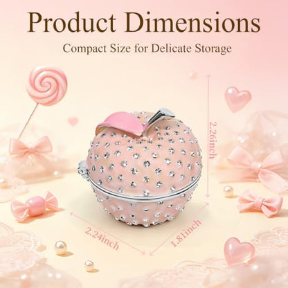 Cute Apple Metal Jewelry Box Daisy Trinket Organizer Storage Gift For Women - color: apple-pink