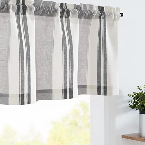 jinchan Linen Pencil Stripe Valances for Window 16 inch,Black Grey,1 Panel - color: Pencil Stripe | Black Grey, size: 50"W x 16"L (Pack of 1)