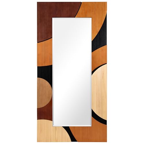 Empire Art Direct Curved Elegance Hand Made Solid Paulownia Wood Beveled Leaner Mirror, Ready to Hang, Living Room, Bedroom & Office, 78.8"x39.4"x1.6" - style: Curved Elegance