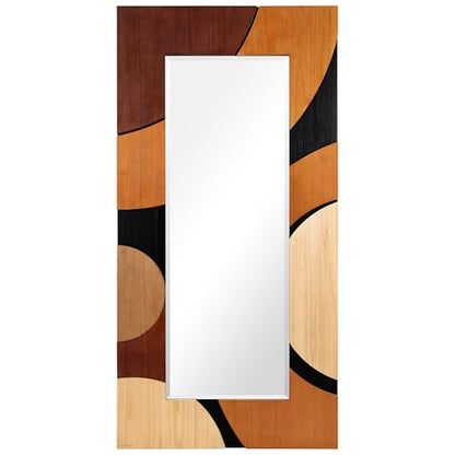 Empire Art Direct Curved Elegance Hand Made Solid Paulownia Wood Beveled Leaner Mirror, Ready to Hang, Living Room, Bedroom & Office, 78.8"x39.4"x1.6" - style: Curved Elegance