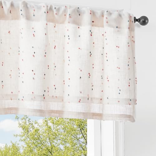 jinchan Kitchen Valance Curtain Double Layers, 50x16, 1 Panel, Blush Meadow - color: Double | Dottie Blush Meadow, size: 50"W x 16"L (Pack of 1)