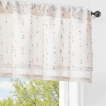 jinchan Kitchen Valance Curtain Double Layers, 50x16, 1 Panel, Blush Meadow - color: Double | Dottie Blush Meadow, size: 50"W x 16"L (Pack of 1)
