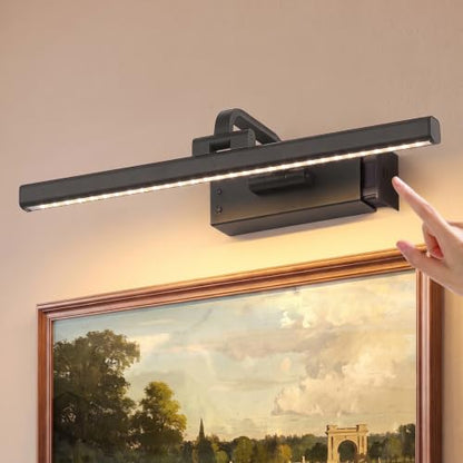 15.75'' Wireless Picture Lights for Wall Removable Battery Charging - color: Black, size: 15.75 inch-3W