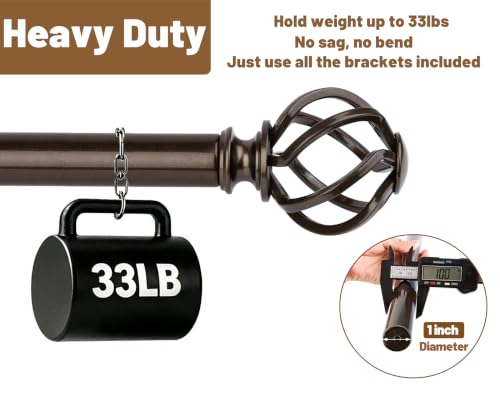 KAMANINA Bronze Curtain Rod 32 to 58 Inch, Adjustable Single Drapery Rods - color: Bronze, size: 32-58"