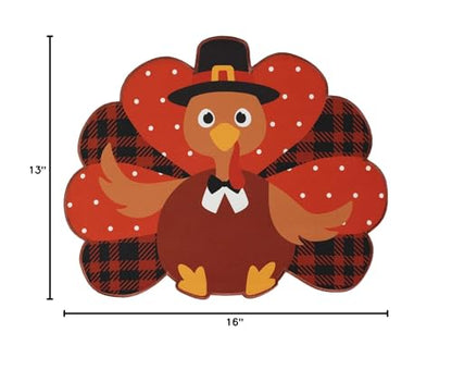 Feuille Thanksgiving Placemats Set of 4 - Fall Placemats for Dining Table Orange Brown Plaid, Harvest Turkey Placemats for Fall Autumn Thanksgiving Decorations - style: Turkey