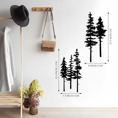 ESTART Metal Pine Tree Wall Art, Metal Tree Wall Decor - color: Black
