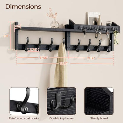 Evermagin 35" Coat Rack Wall Mount with Shelf for Entryway, Black - color: Black, size: 35 inch