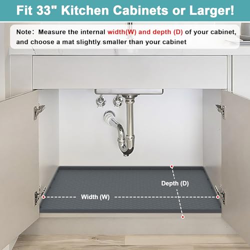 Under Sink Mats for Kitchen Waterproof 31" x 22", Gray - color: Gray, size: 31" x 22"