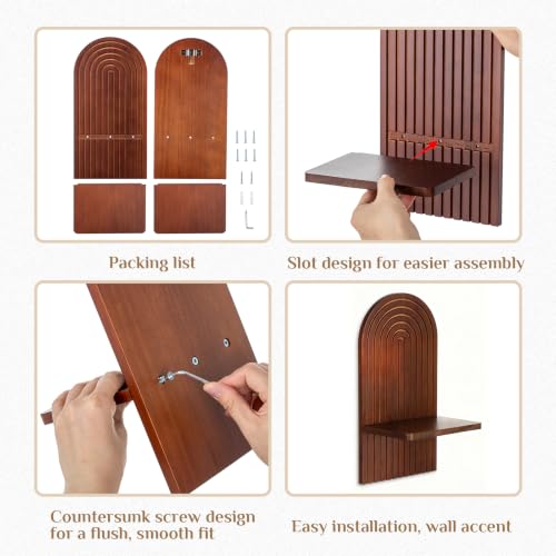 Mid Century Modern Walnut Wall Candle Holder Set of 2 - color: Walnut Color