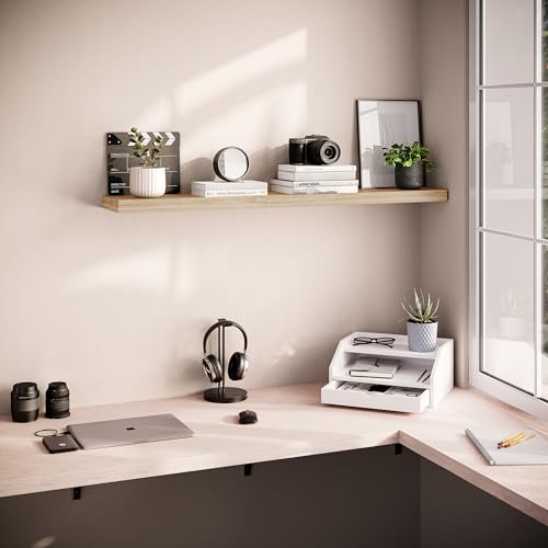 Ballucci Floating Shelf, 48" Wood Wall Shelf with Invisible Brackets for Bathroom, Living Room, Bedroom, Kitchen, Nursery, 8" Deep, Oak Finish - color: Natural Oak, size: 47.2 inches