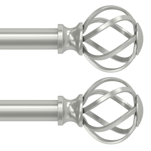 2 Pack Silver Curtain Rod 30-42 Inch, Adjustable Curtain Rods for Windows - color: Antique Silver, size: 30"-42"|2 Pack