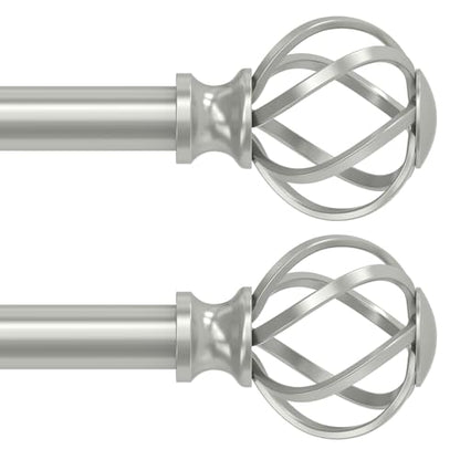 2 Pack Silver Curtain Rod 30-42 Inch, Adjustable Curtain Rods for Windows - color: Antique Silver, size: 30"-42"|2 Pack