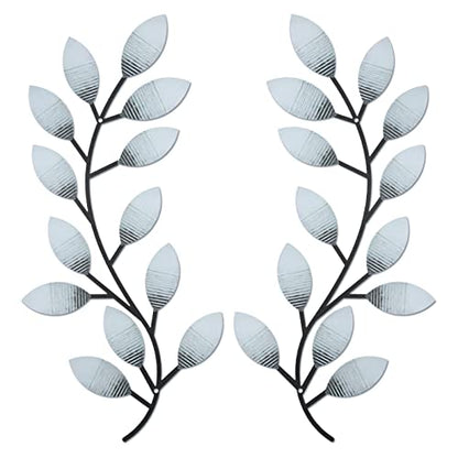 Zhengmy 2 Pcs Metal Leaf Wall Art Vine Branch Decor,Retro White - color: Retro White