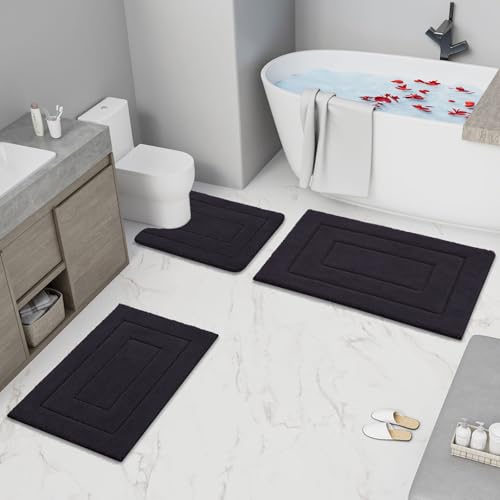 Buganda Microfiber Bathroom Rugs 59x20, Soft Shaggy Absorbent Bath Rugs - color: Black, size: 59" X 20"