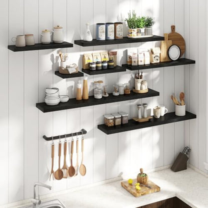 36 Inch Floating Shelves, 8"Deep Wall Shelf, 55 Lbs Capacity, Black, 2pcs - color: Black, size: 36"Wx8"Dx1.2"H