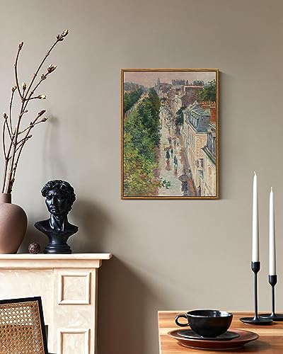 ARPEOTCY Vintage Framed Canvas Print Wall Art, French Paris Street Country Wall Decor, Natural Cityscape Scenery Aesthetic Shelf Decor for Living Room, Bedroom, Bathroom, Office, 12x16 inch - color: Street Scene in Paris, size: 16"L x 12"W
