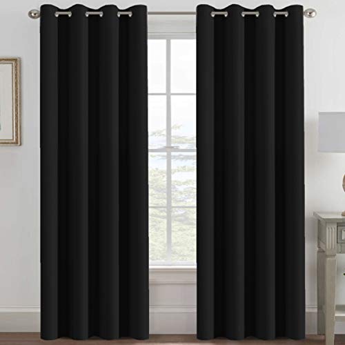 H.VERSAILTEX 100% Blackout Curtains for Bedroom Black Out Curtains 96 inch Thermal Insulated Long Blackout Curtains for Living Room, Energy Saving Curtains for Patio Door Grommet (1 Panel, Jet Black) - color: Jet Black, size: 52"W x 96"L (Pack of 1)
