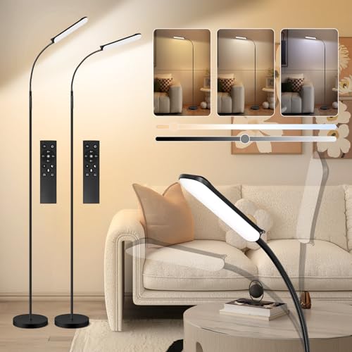 FRIDEKO HOME 2 Pack Floor Lamps for Living Room Reading Light, 1800LM Black - color: Black CCT, 2 Packs