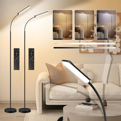FRIDEKO HOME 2 Pack Floor Lamps for Living Room Reading Light, 1800LM Black - color: Black CCT, 2 Packs