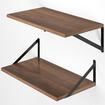 Heimlove 20W x 12D Deep Floating Shelves Set of 2 Walnut - color: Walnut With Black Metal Bracket, size: 20Wx12Dx5.8H