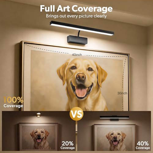 3 Pack Picture Light for Wall, 15'' Wireless Rechargeable 5000mAh Art Light with Remote, Dimmable Magnetic LED Painting Light, Battery Operated Wall Light for Display Gallery, Hallway, Living Room