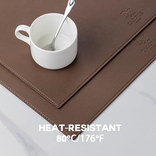 Baroyal Faux Leather Placemats Set of 4 Vinyl Washable Wipeable Table Mats for Kitchen Dining Table Heat Resistant Waterproof Modern Indoor/Outdoor Placemats Non-Slip Easy Clean Place Mats (Chocolat) - color: B-chocolat