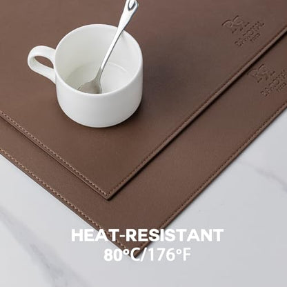 Baroyal Faux Leather Placemats Set of 4 Vinyl Washable Wipeable Table Mats for Kitchen Dining Table Heat Resistant Waterproof Modern Indoor/Outdoor Placemats Non-Slip Easy Clean Place Mats (Chocolat) - color: B-chocolat