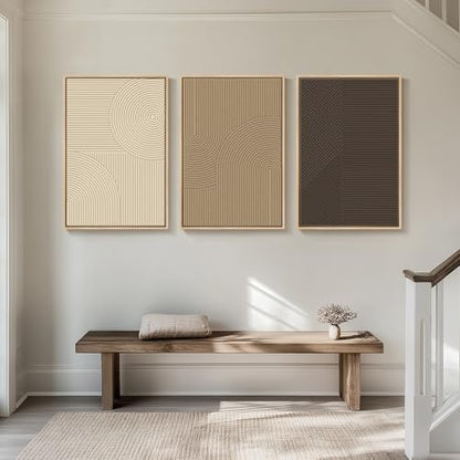Large 3D Framed Neutral Abstract Wall Art for Living Room, 3 Piece 24x36 In - color: Neutral --B, size: 24"w X 36"h X 3pcs