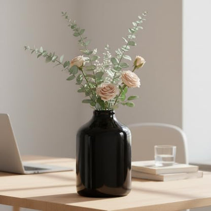 Sunddo Black Ceramic Vase, 7 Inch - color: Black, size: 7 inch