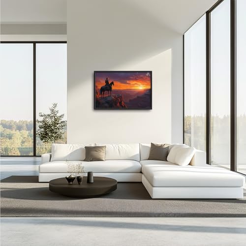 Trulave Framed Large Western Cowboy Wall Art for Living Room 36''x24'' - color: Western Cowboy, size: 36"L x 24"W