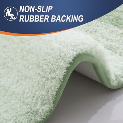 OLANLY Luxury Toilet Rugs U-Shaped 24x20, Soft Absorbent Microfiber Mat - color: Sage Green, size: 24" X 20" Contour Rug