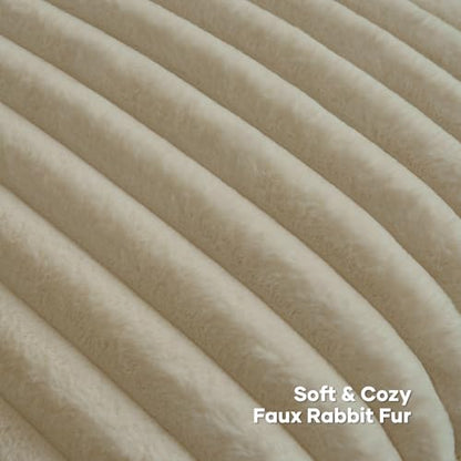 FUTEI Pack of 2 Faux Fur Throw Pillow Covers 12x20 Inch, Beige - color: Beige, size: 20" x 12" (Pack of 2)