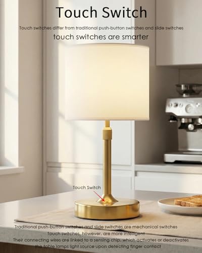 Rechargeable Cordless Table Lamp Touch Gold Mini Small Lamp Adjustable Height 5200mAh Battery Operated with Stepless Dimming Function for Bedroom Nightstand Bathroom Kitchen Counter Home Decoration - color: White Rectangle - Gold