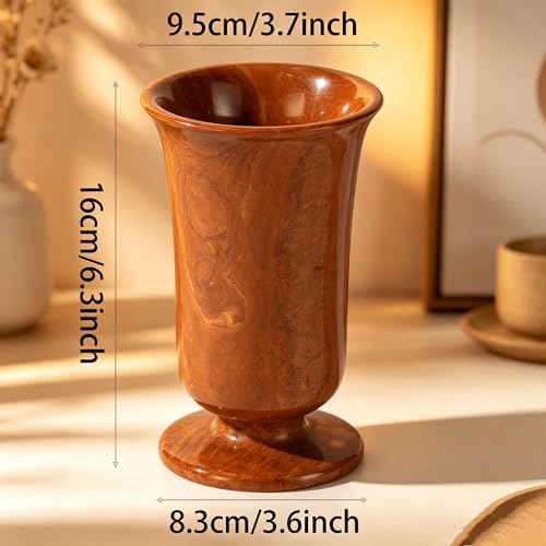 Marble Vase for Home Decor – Small Modern Minimalist Stone Centerpiece for Fresh Flowers, Dried Pampas Grass, or Shelf Decor – Heavy Luxury Tabletop Ornament (Caramel Brown) - color: Caramel Brown