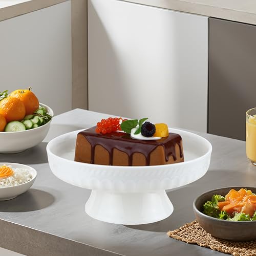 EIKS Ceramic Footed Bowl Display Stand Plate, (Dia. 8-inch) - size: Dia. 8-inch