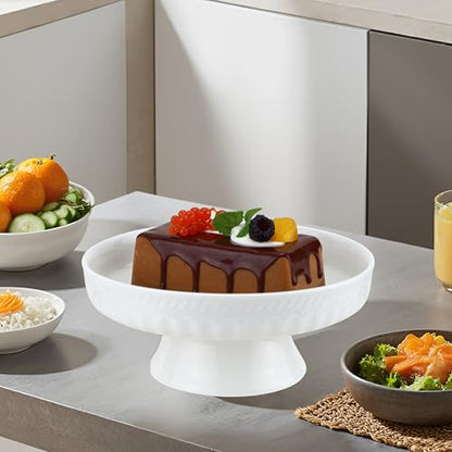 EIKS Ceramic Footed Bowl Display Stand Plate, (Dia. 8-inch) - size: Dia. 8-inch