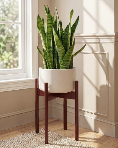 Bamworld 16.9in Adjustable Plant Stand Indoor Plant Stand Reddish Brown - color: Reddish Brown, size: 16.9in