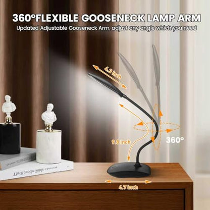 Portable Battery Powered Desk Lamp Small Rechargeable LED Table Light - color: Black (2PACK)