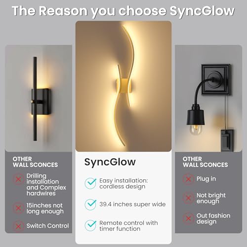 10000mAh Battery Operated Wall Sconces Set of 2, Gold, 39.4 Inch - color: Gold, size: 39.4in