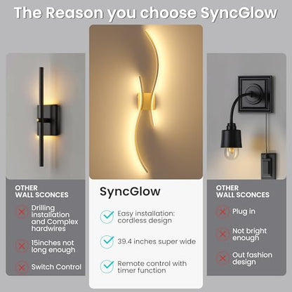 10000mAh Battery Operated Wall Sconces Set of 2, Gold, 39.4 Inch - color: Gold, size: 39.4in