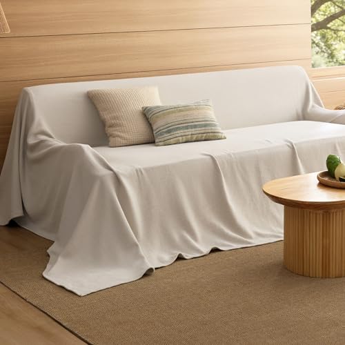 Bedsure 100% Cotton Blanket, Herringbone Weave, Oversized King, Linen Beige - color: 01 - Linen Beige, size: Oversized King