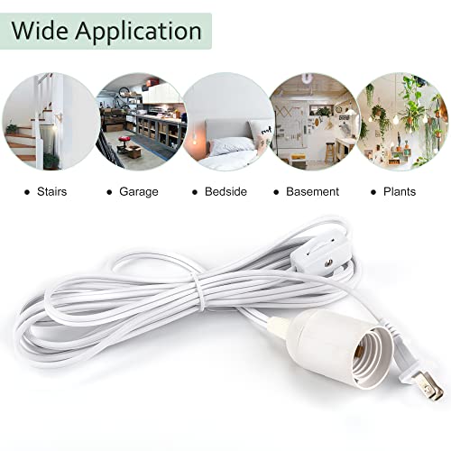 JACKYLED Extension Hanging Lantern Cord Cable Gear Switch UL 1-Pack 12Ft - style: 12Ft-White
