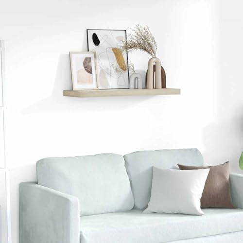 Large Floating Wall Shelf 31.5 x 9.3 in Brown Honeycomb Oak MDF Matte Finish Easy Install 22 lbs Capacity for Living Room Bedroom Office Decor - color: Brown, size: Large